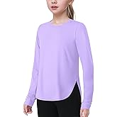 JOCMIC Girls Long Sleeve Shirts Kids Athletic Basic Tees for Gym Yoga Fall Tops Quick Dry UPF 50+ Sun Shirt