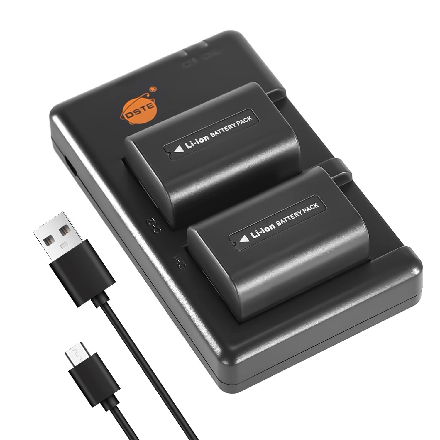 DSTE 2PCS NP-FV50 (1300mAh/7.4V) Battery Charger Set Compatible for Sony HDR-CX380,HDR-CX430V,HDR-CX900,HDR-CX260V,HDR-CX580V,HDR-CX760V,HDR-PJ200,HDR-PJ230,HDR-PJ340,HDR-PJ380,HDR-PJ430V