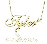 AOLO Tyler Heart Name Necklace 18k Gold Plated