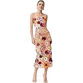 3D Floral Embroidery Prom Dresses for Women Long Strapless Flower Appliques Tulle Formal Evening Party Gowns