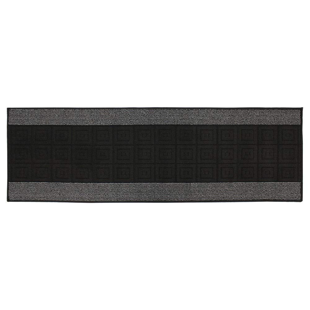 JVL Palmero Machine Washable Latex Backed Carpet Runner, Black/Grey