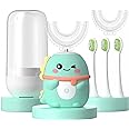 JIANLEJIA Kids Electric Toothbrush U Shaped Toddler Auto Sonic Toothbrushes with 5 Brush Head,Cartoon Dinosaur Ultrasonic Toothbrushes for Children 2-12 Years,360° Full Mouth Cleaning Automatic
