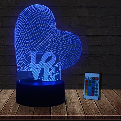 YOQXLSM 3D Night Light,3D Illusion Night Light with Remote Control and Changing 7 colors Button,3D Night Lamp with DIY Characters for Kids Gift and Decoration