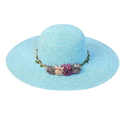 Produp Women große Brim Straw Hut Bunte Flower Beach Sun faltbar Cap würdevoll und großzügig Nizza und komfortable Hut