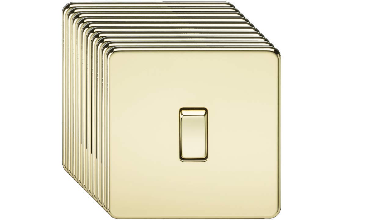 Knightsbridge Screwless 10AX 1G 2-Way Switch - Polished Brass