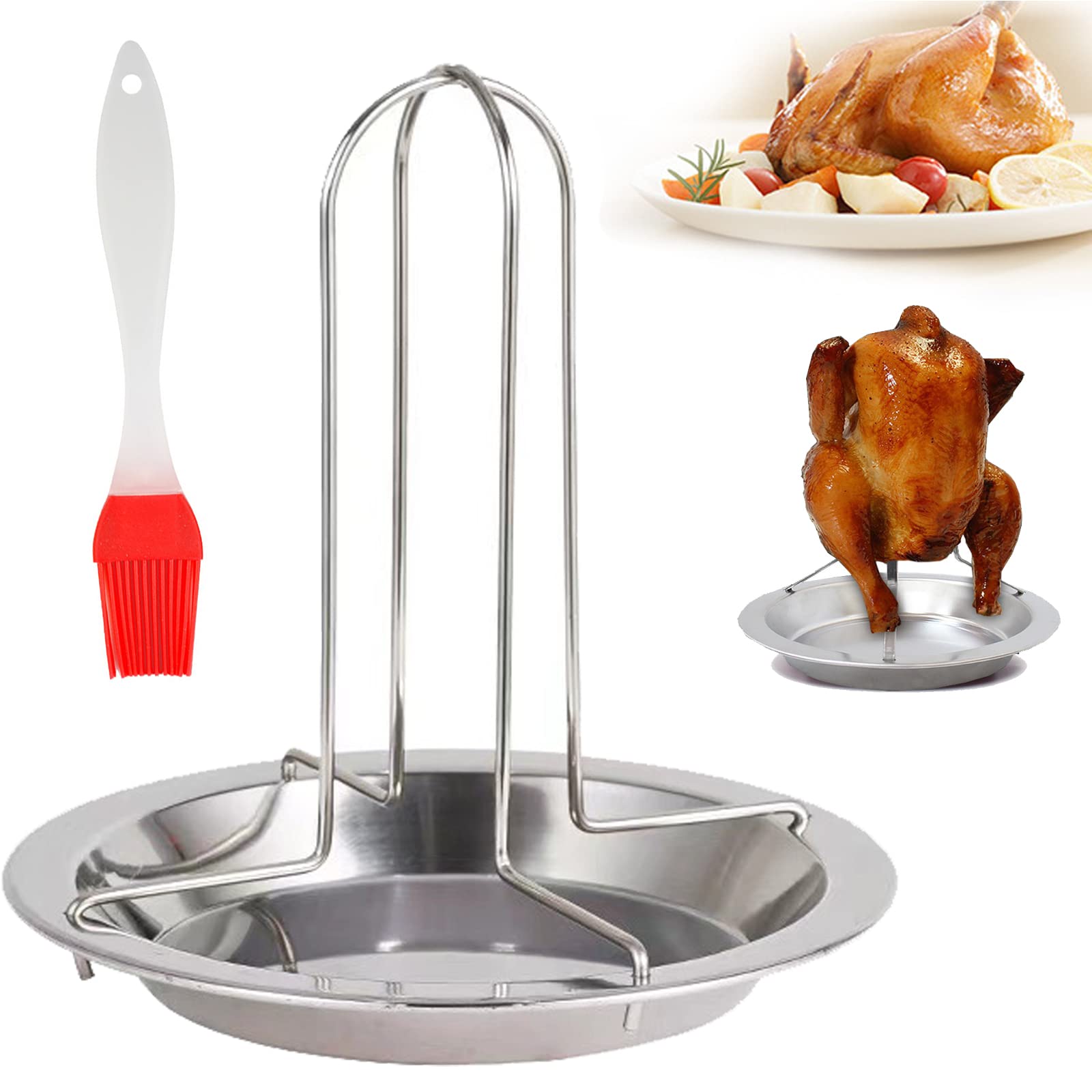 Comforty Foldable Chicken Stand – Stainless Steel Non-Stick Vertical Chicken Roaster for Oven or Grill, Perfect for Roasting Chicken and BBQ Accessories