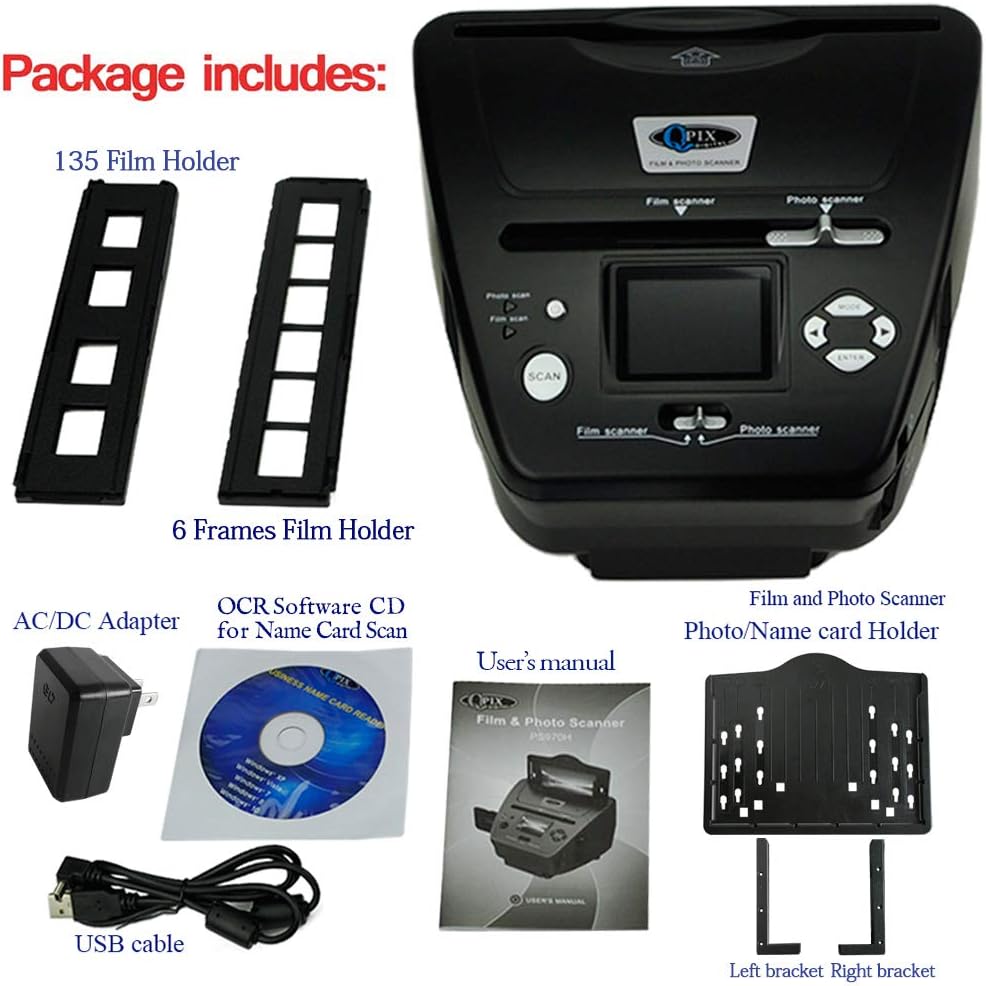 Digital Photo Slide & Film Scanner with Popular Scanner 2.4 inch 8.1 Mega Pixels 4 in 1 Photo and Film Scanner 135 Negative Scanner Photo Scanner Combo Scanner Views on Your Computer or USB(Black): Electronics