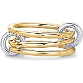 PAVOI 14K Gold Plated Interlocked Stackable Rings for Women - Statement Mixed Metals Multi Ring Stack - Cubic Zirconia Two-Toned Connected Bands Stacking Jewelry
