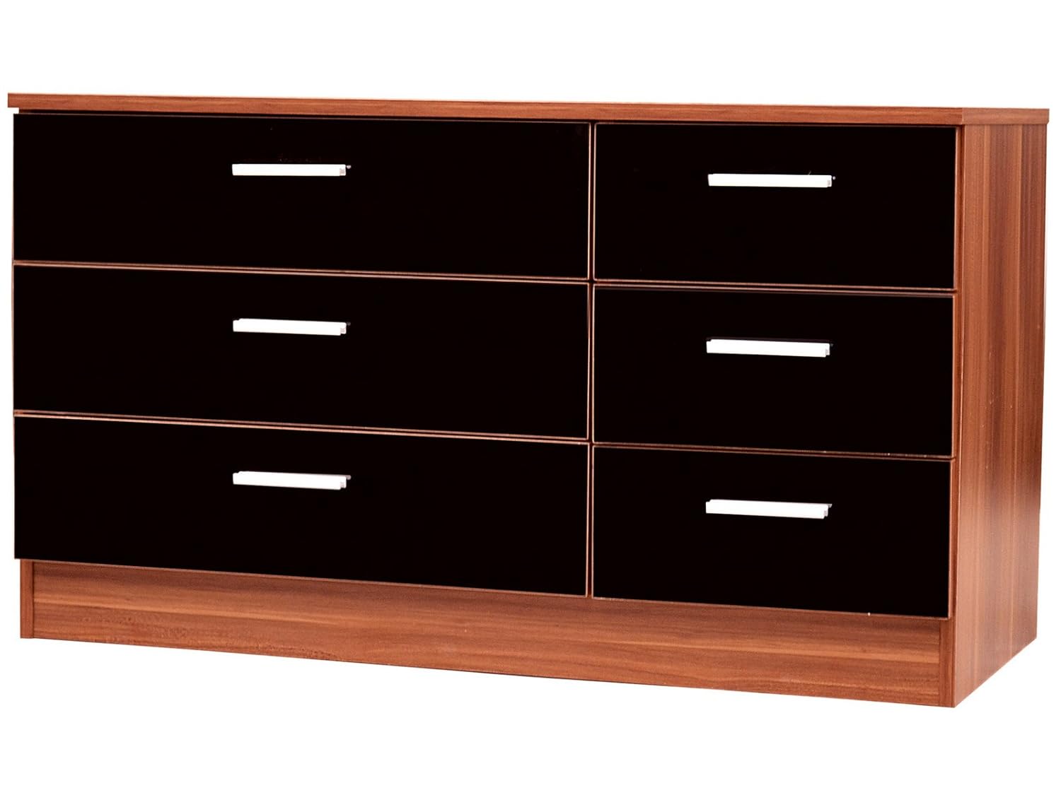 Black And Walnut High Gloss Bedside Cabinet With Drawer Ottawa