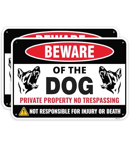 Warnschild 'Beware Of Dog' Aus Aluminium – Robust, Wetterfest & Leicht Zu Montieren (30,5x20,3 Cm)