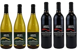 Ariel Vineyards Chardonnay and Cabernet Sauvignon Dealcoholized Wine - Bundled by Louisiana Pantry (Combo, 6 Pack)