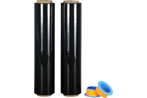 BOMEI PACK Stretch Wrap Film Black, Plastic Wrap 20 inch x 1000ft, 2 Packs with Rotatable Sleeve