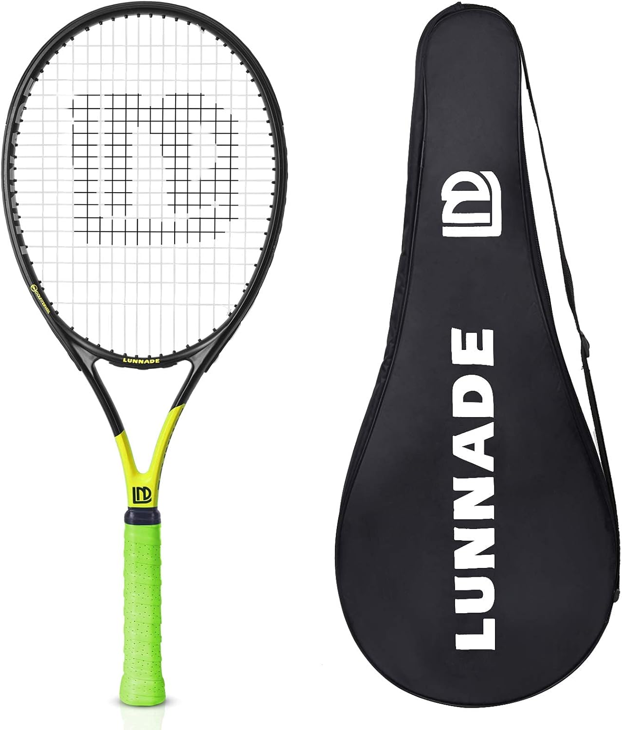 LUNNADE Adults Tennis Racket 27 Inch, Shockproof Carbon Fiber Tennis Racquet Light-Weight, Pre-Strung and Regrip, Suitable for Beginners to Intermediate Players : Sports & Outdoors