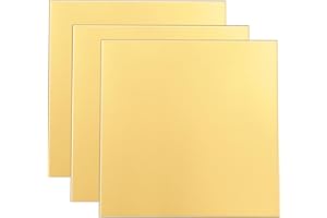YULLSOROM 3 Pcs Brass Sheet 6" x 6", 24 Gauge(0.5mm) Thickness Metal Sheets No Scratches Film Attached Brass Plates for Crafting Carving Stamping DIY Crafts Jewelry Models