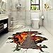 Kemilove 3D Stream Floor Wall Sticker Removable Mural Decals Vinyl Art Living Room Decor (VolcanoLand)