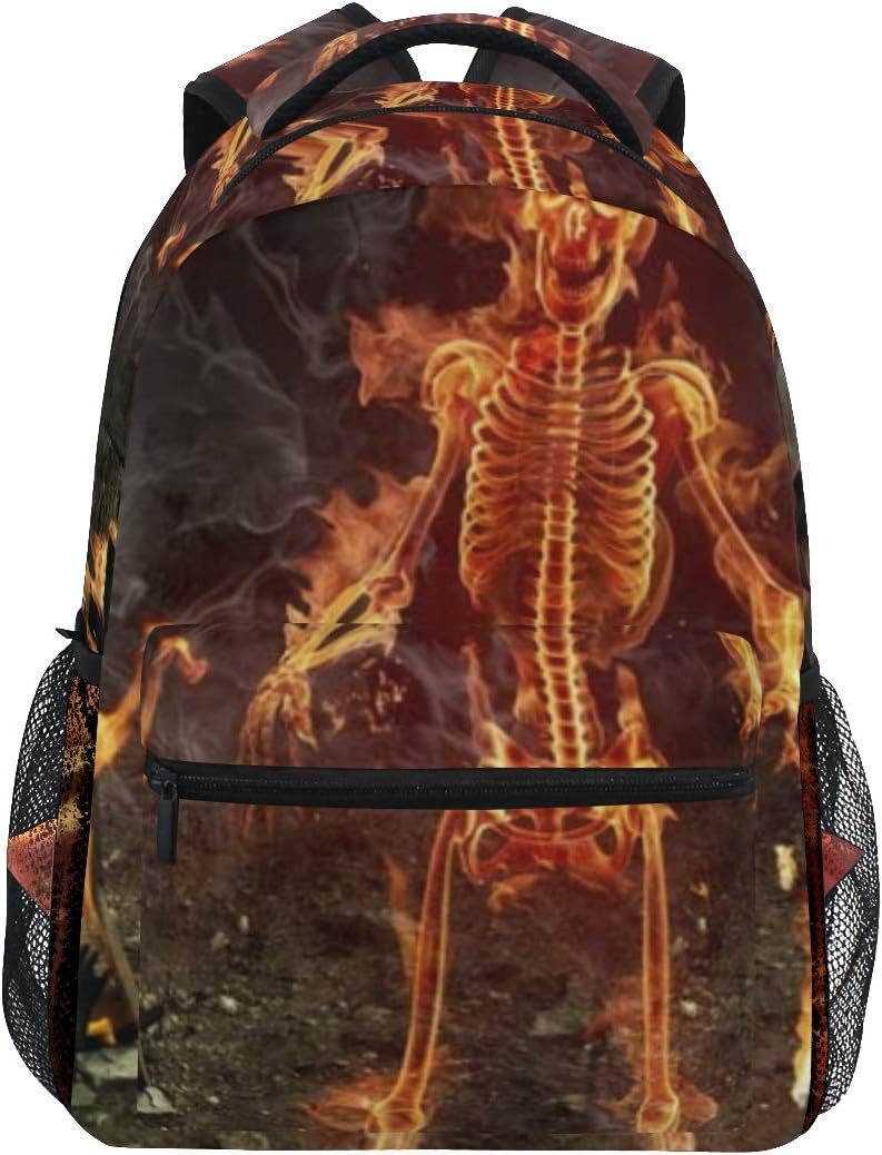 NUXIANY Backpack Bag,Fire Skull Smoking Skeleton Stands Graveyard,Quality Stylish Pattern backpacks Trendy for Women Men Outdoor Bag