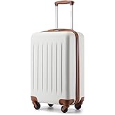 Kono 20-Inch Small Hardside Carry-on Suitcase with Spinner Wheels, Lightweight ABS+PC Rolling Cabin Suitcase for Airplane Travel (Cream White, for 1-3 Days of Travel)