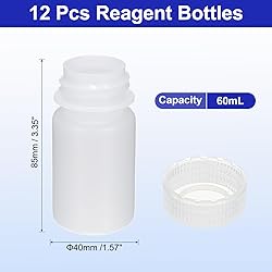 PATIKIL 12Pcs 60ml Reagent Bottles, PP Wide Mouth