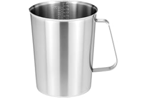QWORK 304 Stainless Steel Measuring Cup 64 OZ with OZ/ML Graduations, 8 Cup Kitchen Mixing Pitcher, Precision Engraved Markin