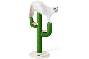 VETRESKA Cat Scratchers for Indoor Cats Cactus Cat Scratch Post Sisal Rope , 31.5'' Tall Green Vertical Cactus Cat Tree Scratching Posts Protect Furniture
