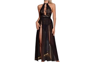 BORNIU Women Lingerie Lace Babydoll Strap Chemise Halter Teddy V Neck Mesh Nightgown Exotic Nightwear for Sex Naughty Play