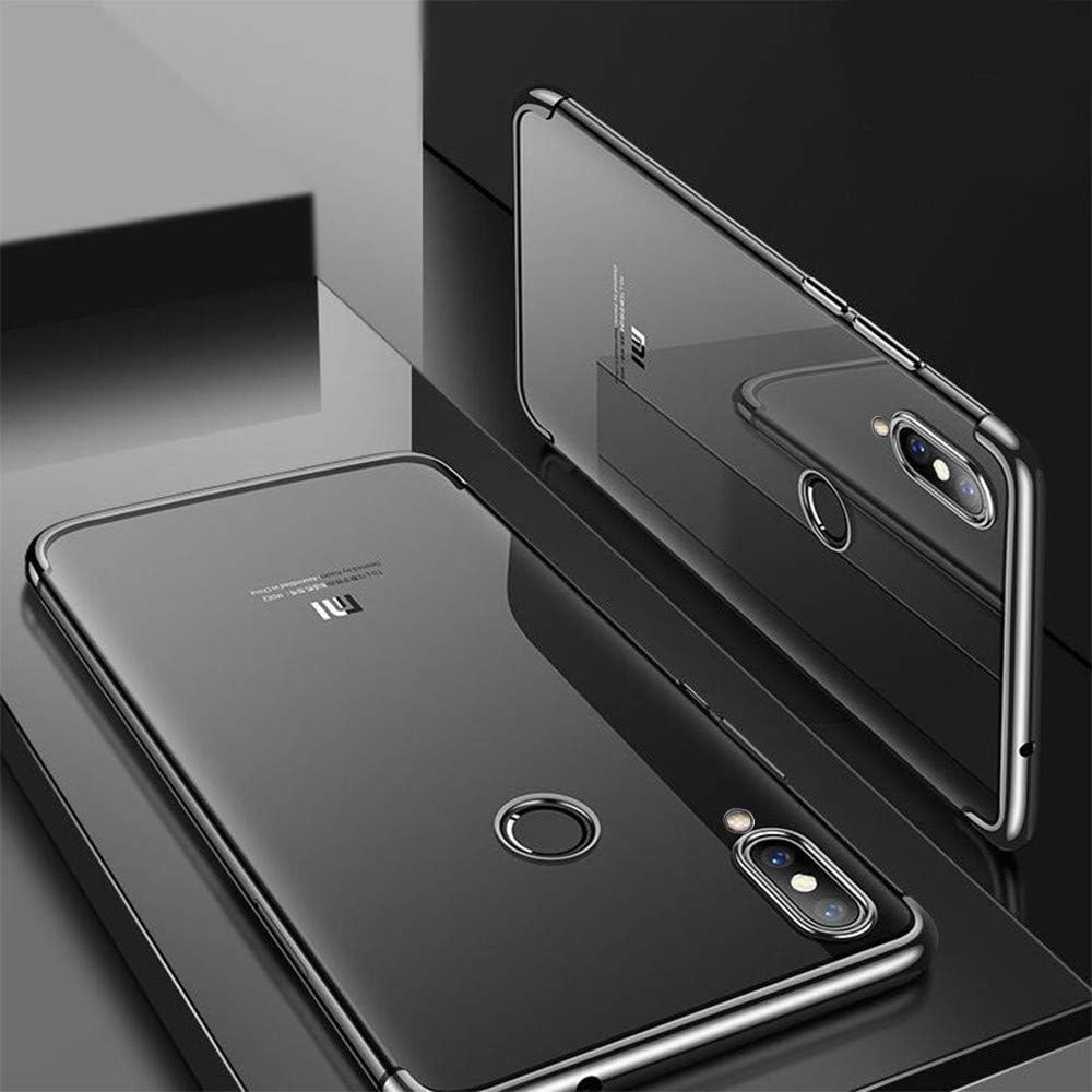 LAKITE Clear, Slim Lightweight Air Cushion Design Shockproof TPU Electroplated Back Cover for MI Note 7/7 Pro (Silver)