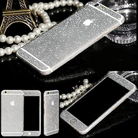 Skins4u® Glitzerfolie Skin Set im Diamond Look Bling Glamour Design iPhone 6 6s 4,7' Schutzfolie SILBER inkl. Displayschutz V