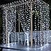 Curtain Lights, 8 Modes Fairy Lights String with Remote Controller, IP64 Waterproof, USB Plug in Twinkle Lights for Weddings, Parties, Backdrop, Wall Decorations, 300 Led（9.8x9.8Ft, White）