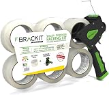 brackit Bracket Tape Gun 6 Clear 66m 48mm Packing Tape Pack view 1