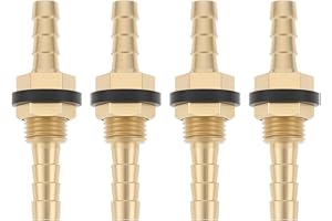 Briny River 4pcs 6mm Motorsport Bulkhead Barb Fitting Brass with Silicone Washer for Fuel Lines