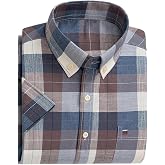 Cromoncent Mens Oxford Short Sleeve Button Down Shirt | Cotton, Collar, Dress shirt, Plaid, Stripe, Solid, Regular fit, Business Casual, Office work, Formal events