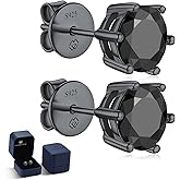 MomentWish Black Moissanite Stud Earrings, Moissanite Earrings for Women Men, D Color VVS1 Simulated Diamond 925 Sterling Silver Solitaire/Halo Studs