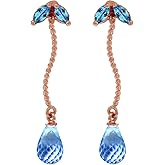 Galaxy Gold GG 14k Solid Gold Chandelier Earrings with Natural Blue Topaz