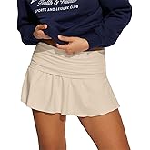 Hafailia Skorts for Women with Pockets Casual Fold Over Low Waist Pleated Tennis Athletic Mini Skirts with Shorts Underneath