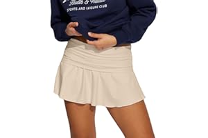 Hafailia Skorts for Women with Pockets Casual Fold Over Low Waist Pleated Tennis Athletic Mini Skirts with Shorts Underneath
