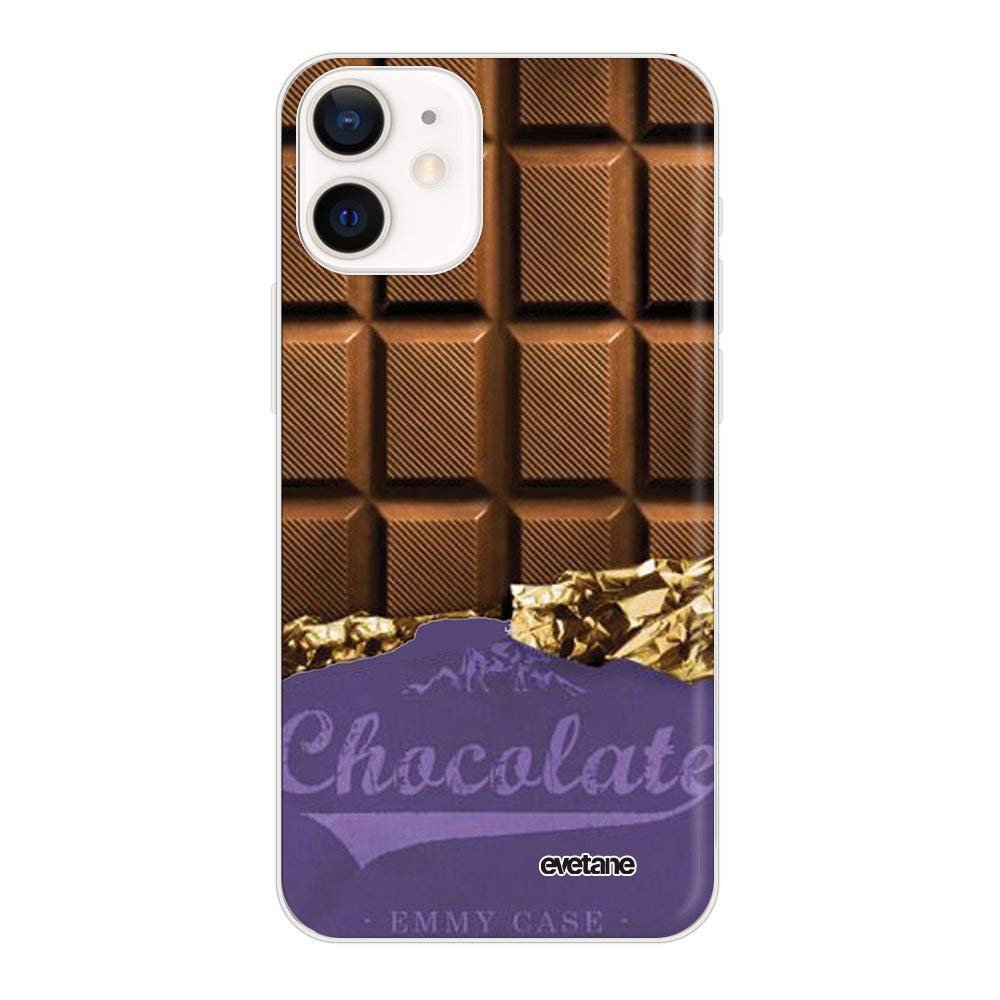 Evetane Case Compatible with iPhone 12 Mini Flexible Solid Silicone Ultra Resistant Thin Protection Case Transparent Chocolate Trendy Design — image 1