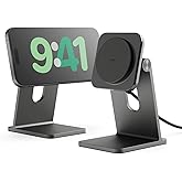 elago Qi2 Wireless Charging Stand for MagSafe Devices, Qi2 Certified 15W Ultra-Fast, Strong Magnet, Adjustable Tilt, Non-Slip Design for iPhone (Black)