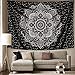 BLEUM CADE Mandala Tapestry Wall Hanging Black & Gray Wall Art Floral Decorative for Bedroom Living Room 51x59 Inches