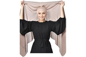 HURESON Instant Chiffon Hijab Set 3-in-1 Hijabs Scarf with Built-in Magnets and Undercap Head Wraps with Model Cap