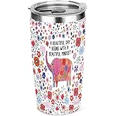 Elephant Decor Stuff Flower Gift, 20 oz Insulated Tumbler, Tumbler with Lid, Vacuum Travel Coffee Mug Stainless Steel Cup for Cold Hot Drink Elephant Gifts for Women Friend Christmas Birthday