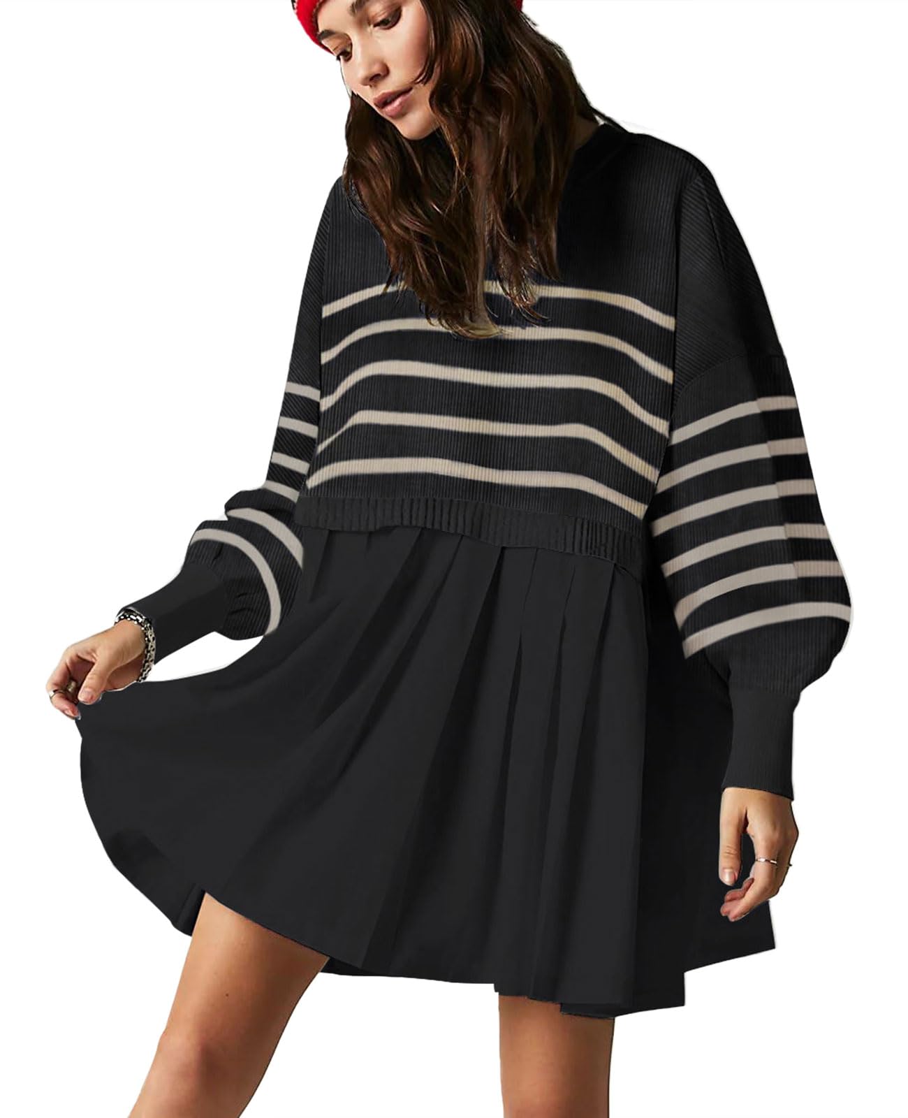 thumbnail interactive-video image 1 of Long Sleeve Sweatshirt Dress 1 of 9