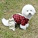 SMALLLEE_LUCKY_STORE Pet Clothes for Small Dog Cat Red Plaid Shirts Sweater with Khaki Overalls Pants Jumpsuit Outfits L
