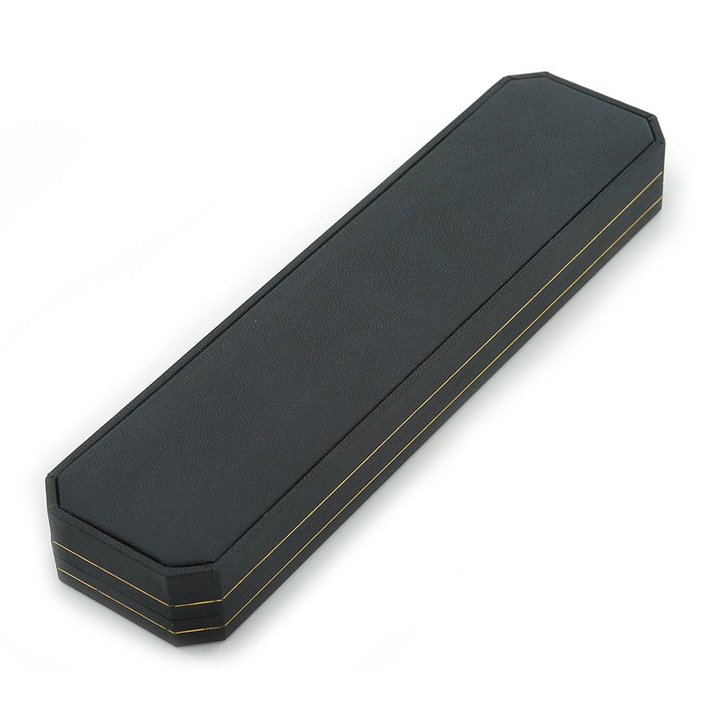 Avalaya Luxury Black Leatherette Bracelet/Pendant/Watch Octagonal Jewellery Box