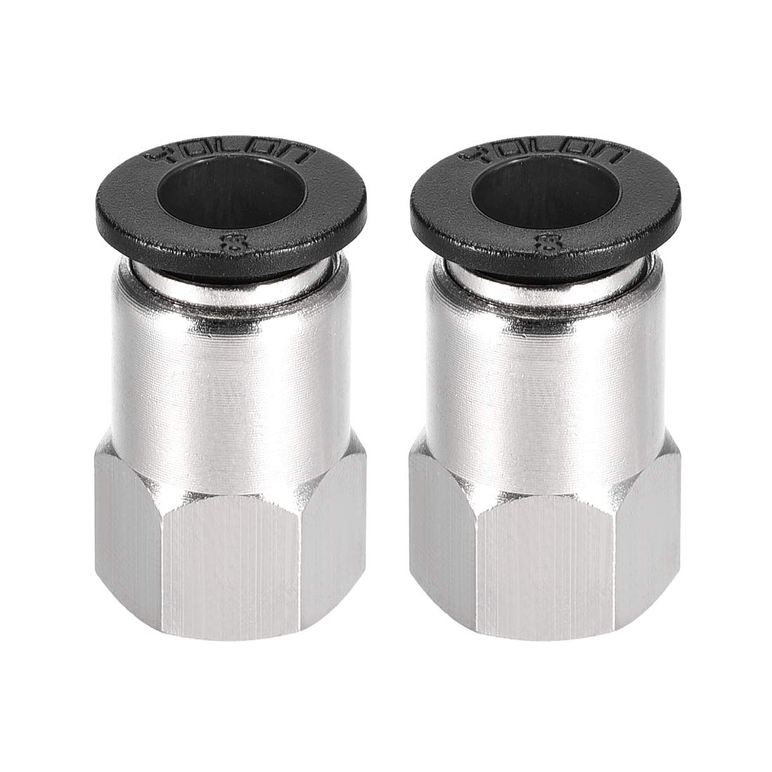 sourcing map Push to Connect Tube Fitting Adapter 8mm Tube OD X 1/8PT Female Straight Pneumatic Connecter Pipe Fitting 2pcs