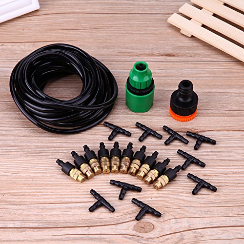 Crazy-Store Outdoor Summer Cooling System Garden Humidification Sprayer System Backyard Irrigation System Pets Heat Reduction Landscape Accessories 5m Soft Water Pipe + 10 Copper Nozzles Set
