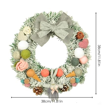 Chlwreath Wool Felt Ribbon Decoration Wreath Christmas Flocking
