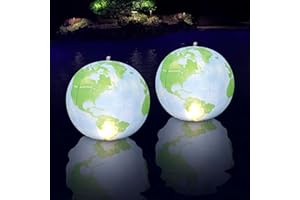 Cootway Floating Pool Lights Earth Solar Powered, 15" Light Up Color Changing Solar Pool Lights that Float, Inflatable Waterproof Solar Floating Pool Balls for Pool Backyard Party Wedding Decor - 2PCS