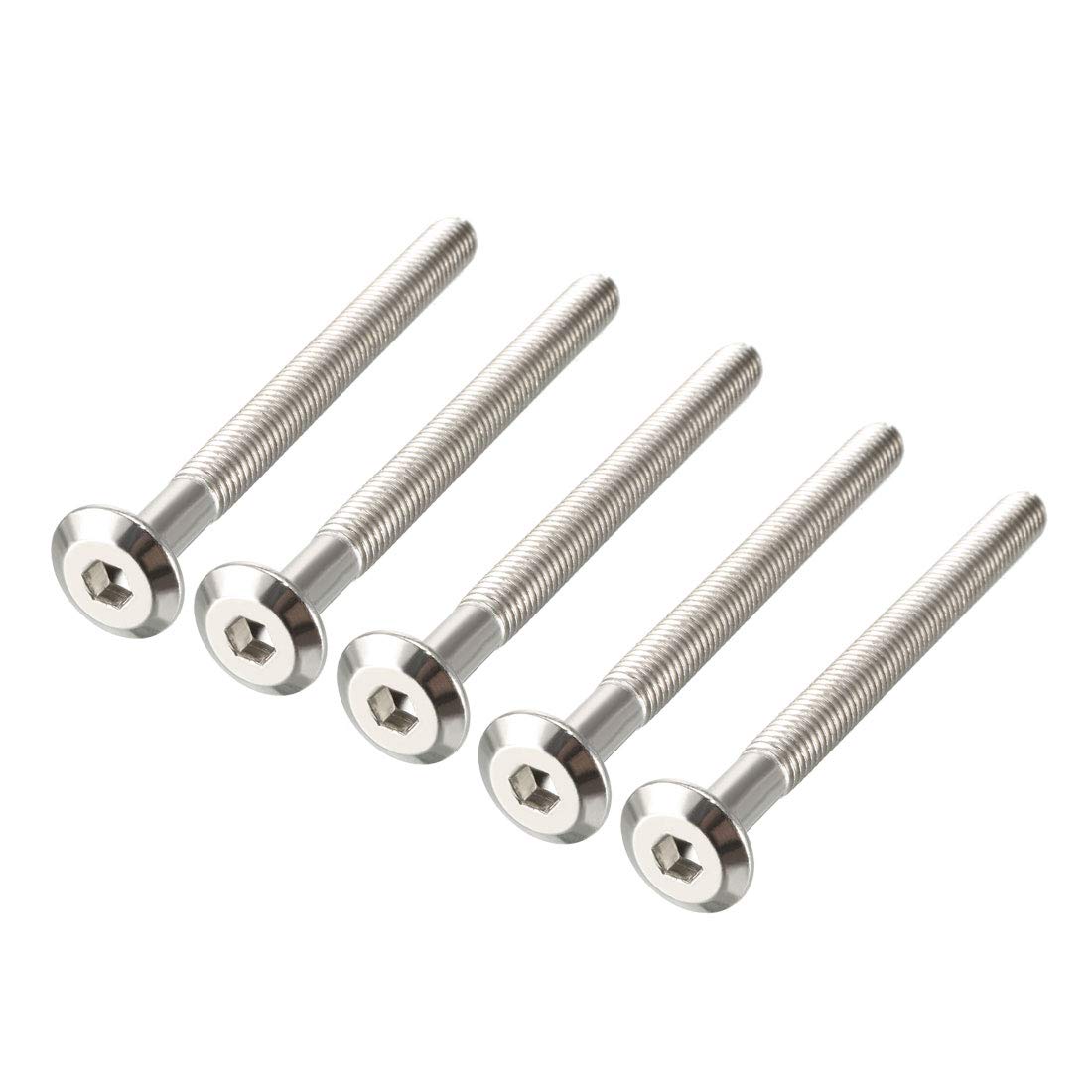 sourcing map M6x70mm Furniture Bolts Hex Socket Screws Fastener 48mm Thread Length 5pcs