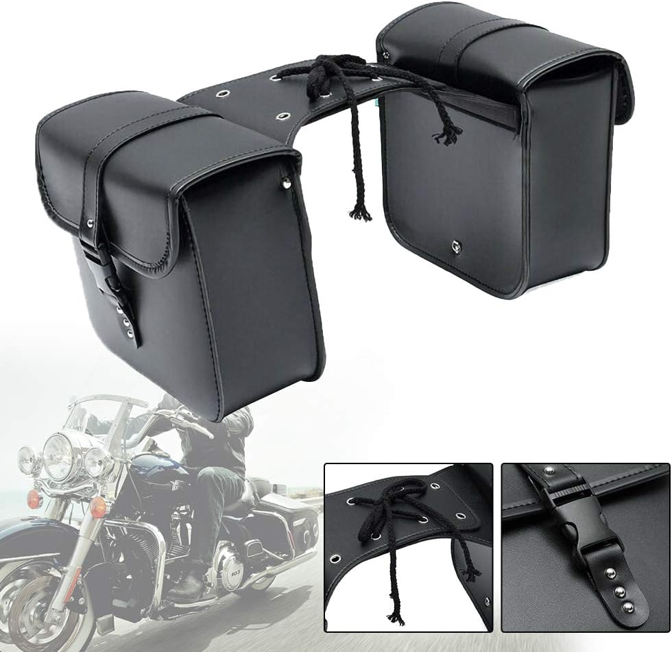 Lovelychica Saddle Bag for Motorcycle Panniers Bags Motorbike Two Bags PU Leather Waterproof SaddleBags Tool Luggage Bag (PU)