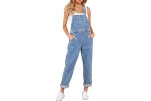 GRAPENT Overalls for Women Loose Fit Jean Denim Bib Jumpsuit Stretch Overall Pants